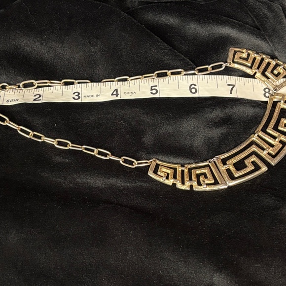 Geometric Gold Necklace, adjustable choker style, Egyptian, Maze Design - Picture 6 of 6